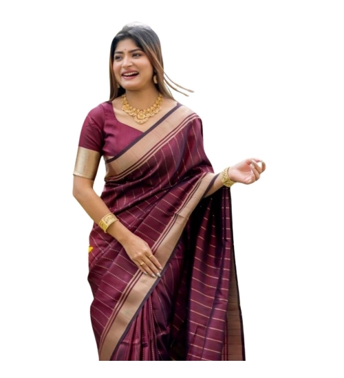 Women's Silk Printed Saree With Unstitched Blouse 5.5Mtr (Maroon)