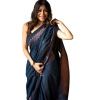 Women's Silk Printed Saree With Unstitched Blouse 5.5Mtr (Navy Blue) Women's Silk Printed Saree With Unstitched Blouse 5.5Mtr (Navy Blue)