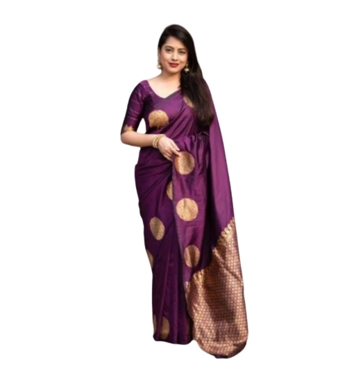 Women's Silk Printed Saree With Unstitched Blouse 5.5Mtr (Wine)