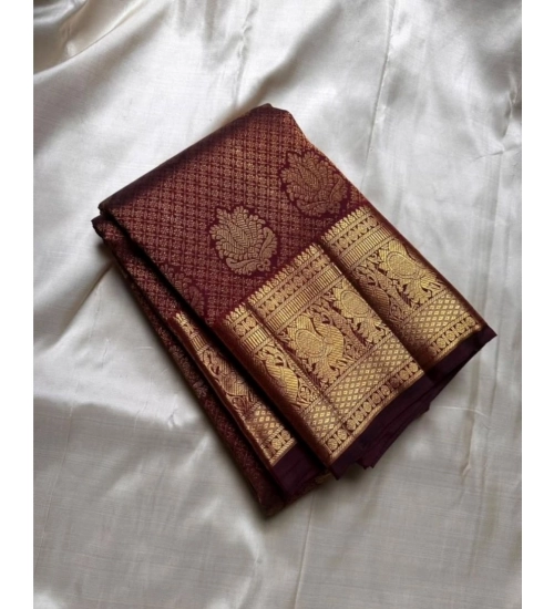 Women's Silk Printed Saree With Unstitched Blouse 5.5Mtr (Maroon)