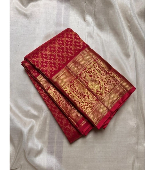 Women's Silk Printed Saree With Unstitched Blouse 5.5Mtr (Maroon)