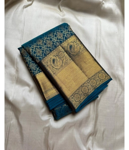 Women's Silk Printed Saree With Unstitched Blouse 5.5Mtr (Rama)
