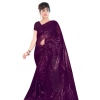 Women's Georgette Embellished Sequnece Bollywood Saree With Unstitched Blouse 5.5Mtr (Purple) Women's Georgette Embellished Sequnece Bollywood Saree With Unstitched Blouse 5.5Mtr (Purple)