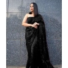 Women's Georgette Embellished Sequnece Bollywood Saree With Unstitched Blouse 5.5Mtr (Black) Women's Georgette Embellished Sequnece Bollywood Saree With Unstitched Blouse 5.5Mtr (Black)