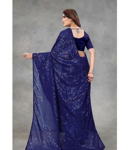 Women's Georgette Embellished Sequnece Bollywood Saree With Unstitched Blouse 5.5Mtr (Blue) Women's Georgette Embellished Sequnece Bollywood Saree With Unstitched Blouse 5.5Mtr (Blue)