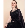 Women's Georgette Embellished Sequnece Bollywood Saree With Unstitched Blouse 5.5Mtr (Black) Women's Georgette Embellished Sequnece Bollywood Saree With Unstitched Blouse 5.5Mtr (Black)