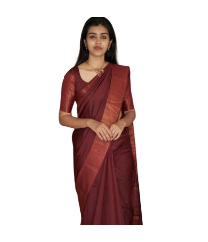 Women's Silk Printed Saree With Unstitched Blouse 5.5Mtr (Maroon)