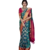 Women's Silk Printed Saree With Unstitched Blouse 5.5Mtr (Teal Blue) Women's Silk Printed Saree With Unstitched Blouse 5.5Mtr (Teal Blue)