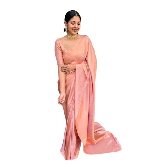 Women's Silk Printed Saree With Unstitched Blouse 5.5Mtr (Peach)