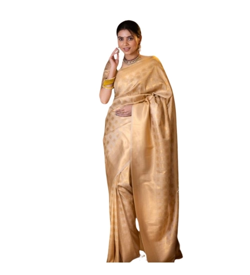 Women's Silk Printed Saree With Unstitched Blouse 5.5Mtr (Cream)