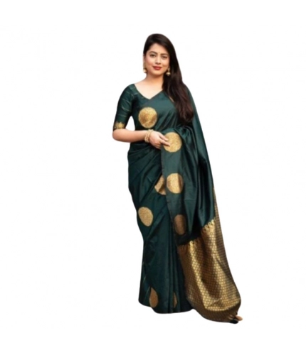 Women's Silk Printed Saree With Unstitched Blouse 5.5Mtr (Green)