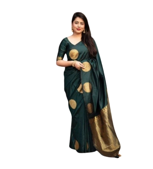 Women's Silk Printed Saree With Unstitched Blouse 5.5Mtr (Green)