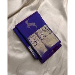 Women's Silk Printed Saree With Unstitched Blouse 5.5Mtr (Royal Blue)