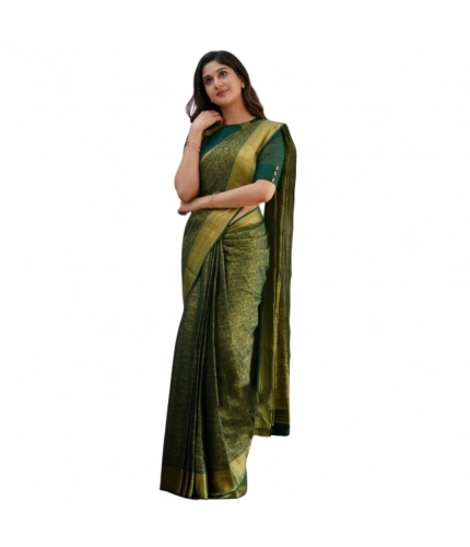Women's Silk Printed Saree With Unstitched Blouse 5.5Mtr (Green)
