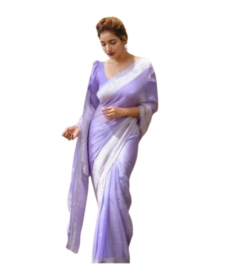 Women's Cotton  Printed Saree With Unstitched Blouse 5.5Mtr (Lavender)