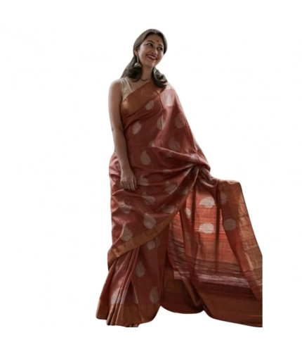 Women's Silk Printed Saree With Unstitched Blouse 5.5Mtr (Maroon)