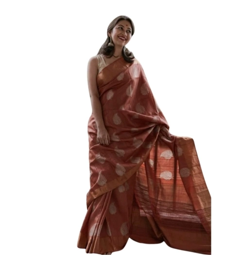 Women's Silk Printed Saree With Unstitched Blouse 5.5Mtr (Maroon)