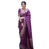 Women's Silk Printed Saree With Unstitched Blouse 5.5Mtr (Purple) Women's Silk Printed Saree With Unstitched Blouse 5.5Mtr (Purple)