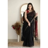 Women's Cotton Printed Saree With Unstitched Blouse 5.5Mtr (Black) Women's Cotton Printed Saree With Unstitched Blouse 5.5Mtr (Black)
