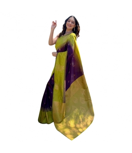 Women's Silk Printed Saree With Unstitched Blouse 5.5Mtr (Wine)