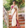 Women's Silk Printed Saree With Unstitched Blouse 5.5Mtr (White) Women's Silk Printed Saree With Unstitched Blouse 5.5Mtr (White)