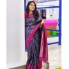 Women's Silk Printed Saree With Unstitched Blouse 5.5Mtr (Navy Blue) Women's Silk Printed Saree With Unstitched Blouse 5.5Mtr (Navy Blue)