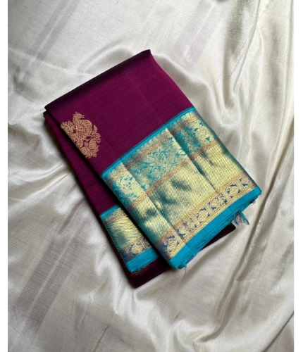 Women's Silk Printed Saree With Unstitched Blouse 5.5Mtr (Wine)