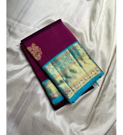 Women's Silk Printed Saree With Unstitched Blouse 5.5Mtr (Wine)