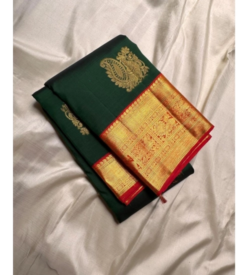 Women's Silk Printed Saree With Unstitched Blouse 5.5Mtr (Green)