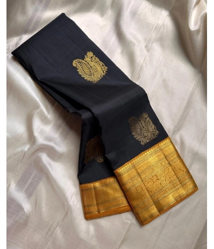 Women's Silk Printed Saree With Unstitched Blouse 5.5Mtr (Black)