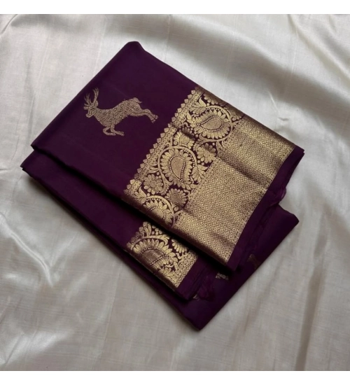 Women's Silk Printed Saree With Unstitched Blouse 5.5Mtr (Wine)