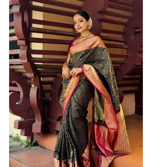 Women's Silk Printed Saree With Unstitched Blouse 5.5Mtr (Green)