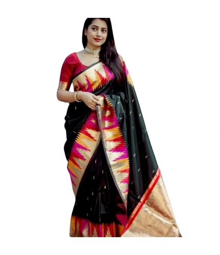 Women's Silk Printed Saree With Unstitched Blouse 5.5Mtr (Multicolor)