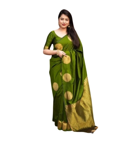 Women's Silk Printed Saree With Unstitched Blouse 5.5Mtr (Green)