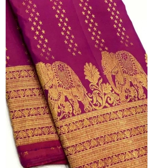 Women's Silk Printed Saree With Unstitched Blouse 5.5Mtr (Rani Pink)