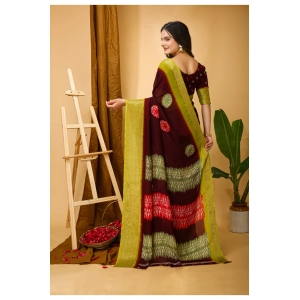 Generic Women's Soft Blooming Marshmallow Fabric Kalamkari Printed Saree With Unstitched Blouse 5.5Mtr (Maroon)
