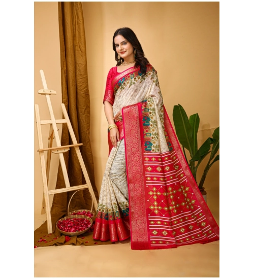 Women's Soft Dola Cotton Kalamkari Printed Saree With Unstitched Blouse 5.5Mtr (White) Women's Soft Dola Cotton Kalamkari Printed Saree With Unstitched Blouse 5.5Mtr (White)