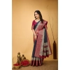 Women's Soft Dola Cotton Kalamkari Printed Saree With Unstitched Blouse 5.5Mtr (Grey)