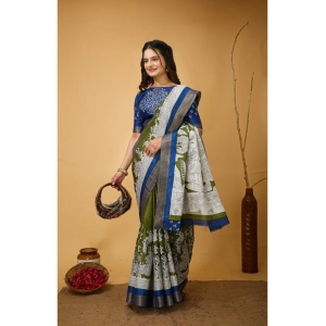 Generic Women's Soft Handloom Cotton Kalamkari Printed Saree With Unstitched Blouse 5.5Mtr (Mehendi)
