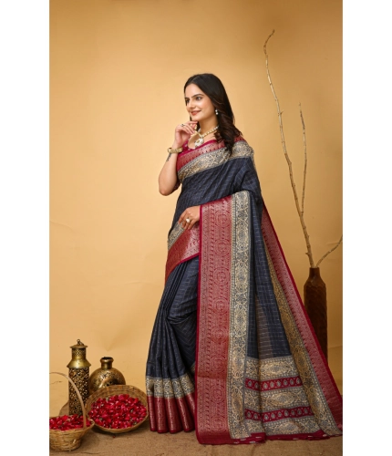 Women's Soft Dola Cotton Kalamkari Printed Saree With Unstitched Blouse 5.5Mtr (Grey) Women's Soft Dola Cotton Kalamkari Printed Saree With Unstitched Blouse 5.5Mtr (Grey)