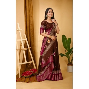 Generic Women's Soft Blooming Marshmallow Fabric Kalamkari Printed Saree With Unstitched Blouse 5.5Mtr (Maroon)