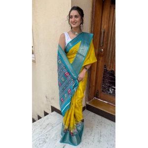 Generic Women's Soft Dola Cotton Kalamkari Printed Saree With Unstitched Blouse 5.5Mtr (Mustard)