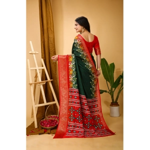 Generic Women's Soft Dola Cotton Kalamkari Printed Saree With Unstitched Blouse 5.5Mtr (Green)