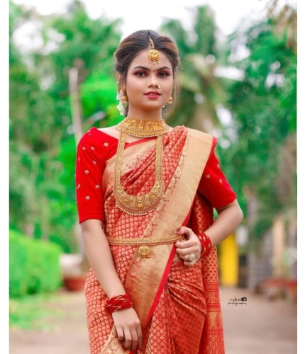 Women's Soft Lichi Silk Printed Saree With Unstitched Blouse 5.5Mtr (Red) Women's Soft Lichi Silk Printed Saree With Unstitched Blouse 5.5Mtr (Red)