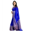 Women's Soft Lichi Silk Solid Saree With Unstitched Blouse 5.5Mtr (Blue) Women's Soft Lichi Silk Solid Saree With Unstitched Blouse 5.5Mtr (Blue)