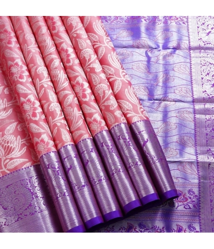 Women's Soft Lichi Silk Printed Saree With Unstitched Blouse 5.5Mtr (Purple) Women's Soft Lichi Silk Printed Saree With Unstitched Blouse 5.5Mtr (Purple)
