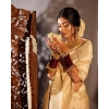 Women's Soft Lichi Silk Printed Saree With Unstitched Blouse 5.5Mtr (Golden) Women's Soft Lichi Silk Printed Saree With Unstitched Blouse 5.5Mtr (Golden)