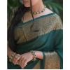 Women's Soft Lichi Silk Solid Saree With Unstitched Blouse 5.5Mtr (Green) Women's Soft Lichi Silk Solid Saree With Unstitched Blouse 5.5Mtr (Green)