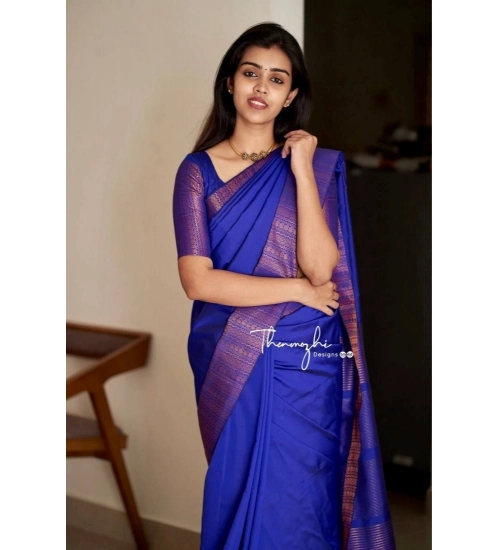 Women's Soft Lichi Silk Solid Saree With Unstitched Blouse 5.5Mtr (Blue) Women's Soft Lichi Silk Solid Saree With Unstitched Blouse 5.5Mtr (Blue)