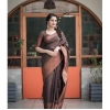 Women's Soft Lichi Silk Printed Saree With Unstitched Blouse 5.5Mtr (Brown) Women's Soft Lichi Silk Printed Saree With Unstitched Blouse 5.5Mtr (Brown)